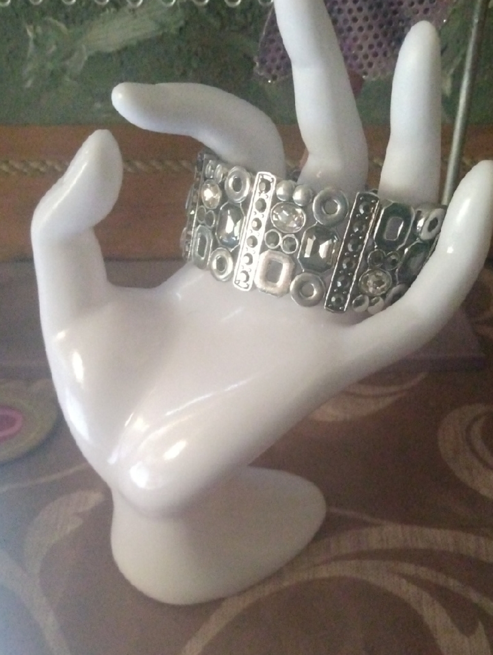 paparazzi Silver Geometric Stone Stretch Bracelet